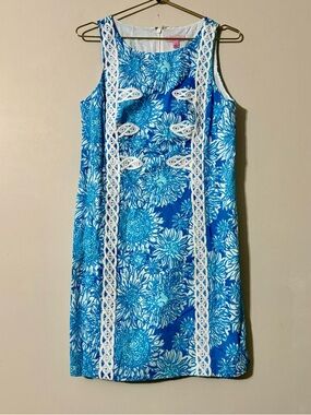 Lilly Pulitzer Women's Mirabelle Shift Dress Lined Ariel Blue floral Size 10